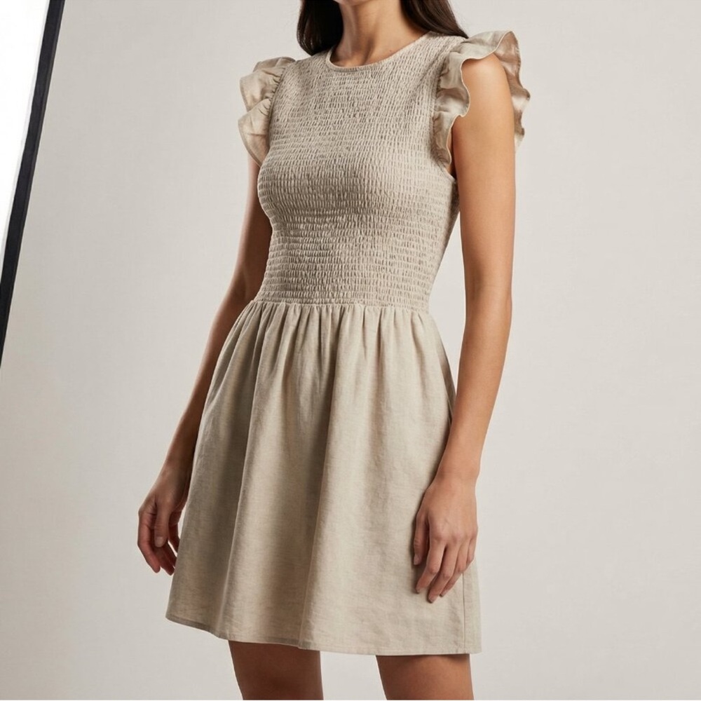 English Factory Cream Ruffle Mini Dress